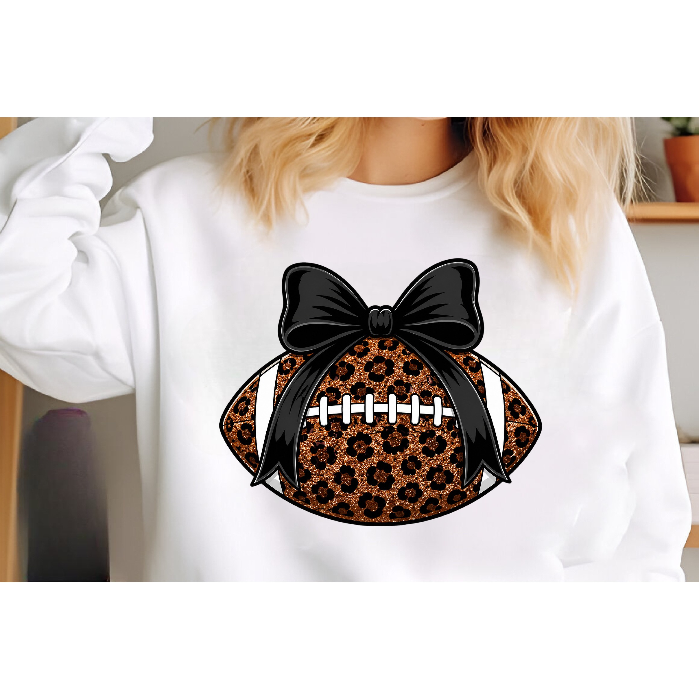 Leopard Football Bow Glitter PNG 3