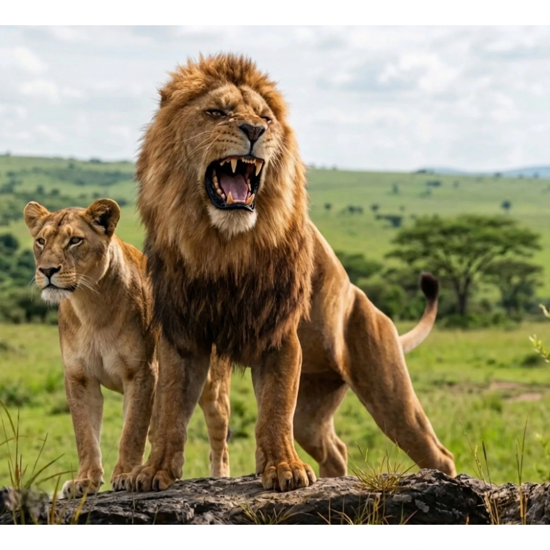 Lion and Lioness Low-poly 3D model