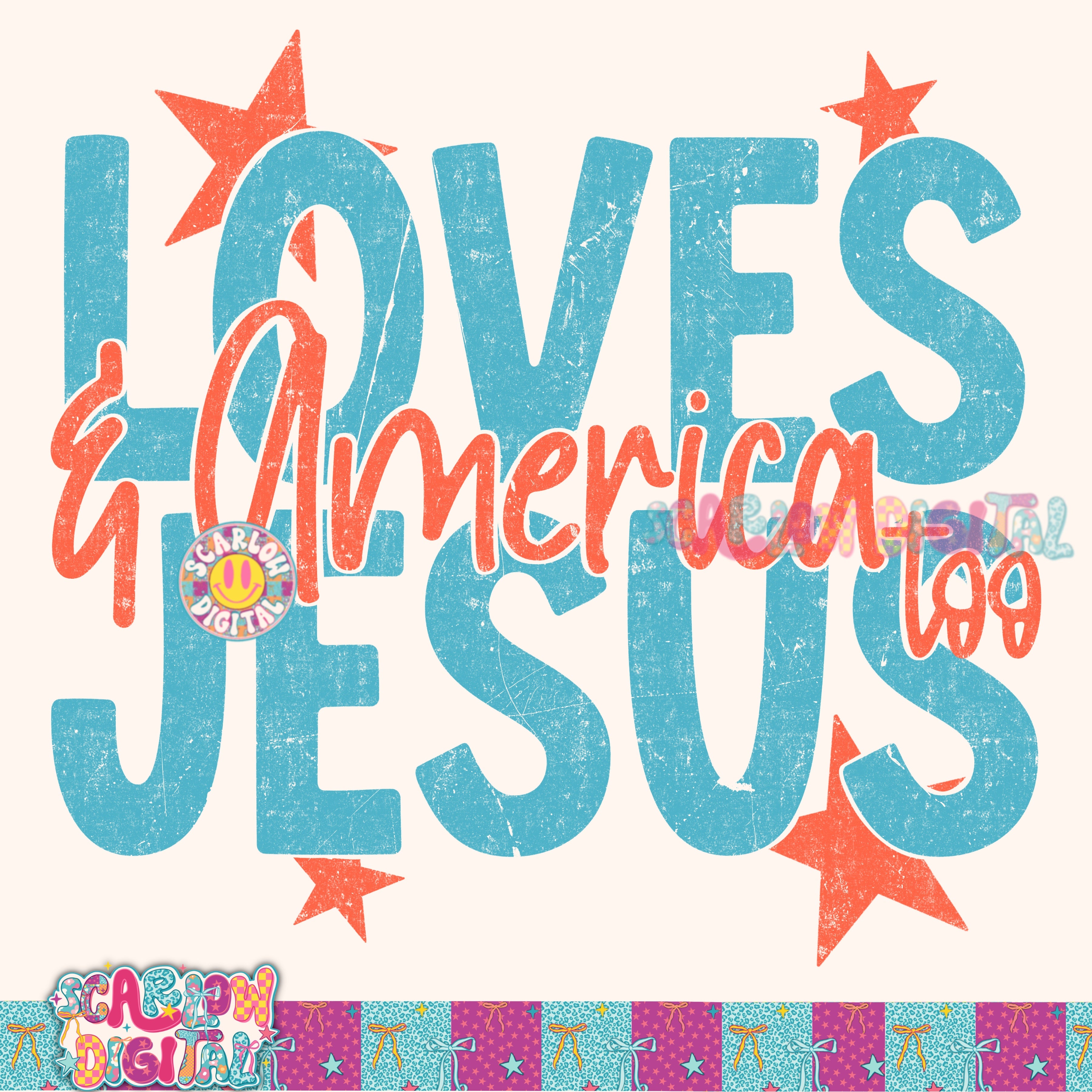 Loves Jesus & America Too PNG Digital Design 2