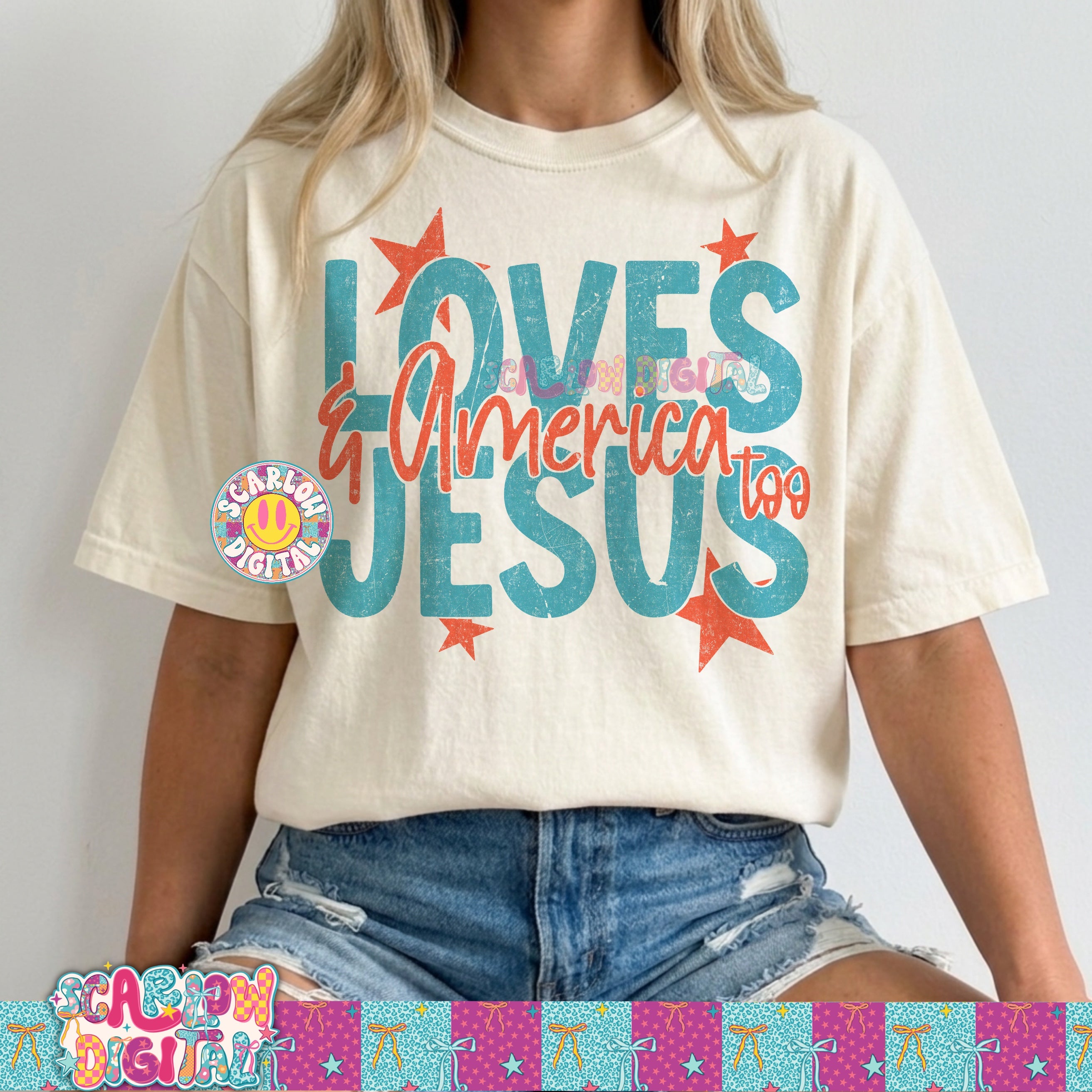 Loves Jesus & America Too PNG Digital Design 4