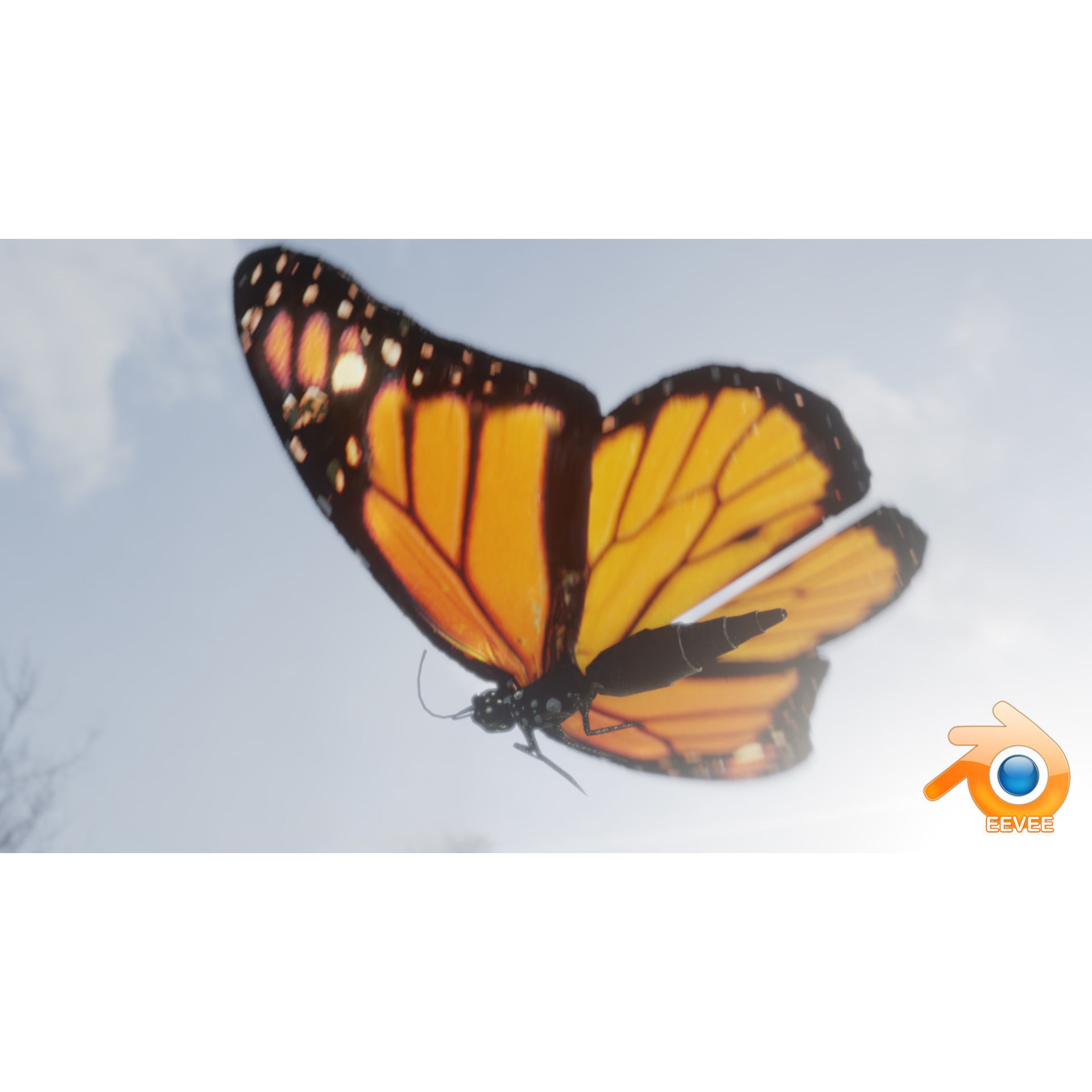 Low-Poly Butterfly - Fully Rigged For Blender Free low-poly 3D model 7