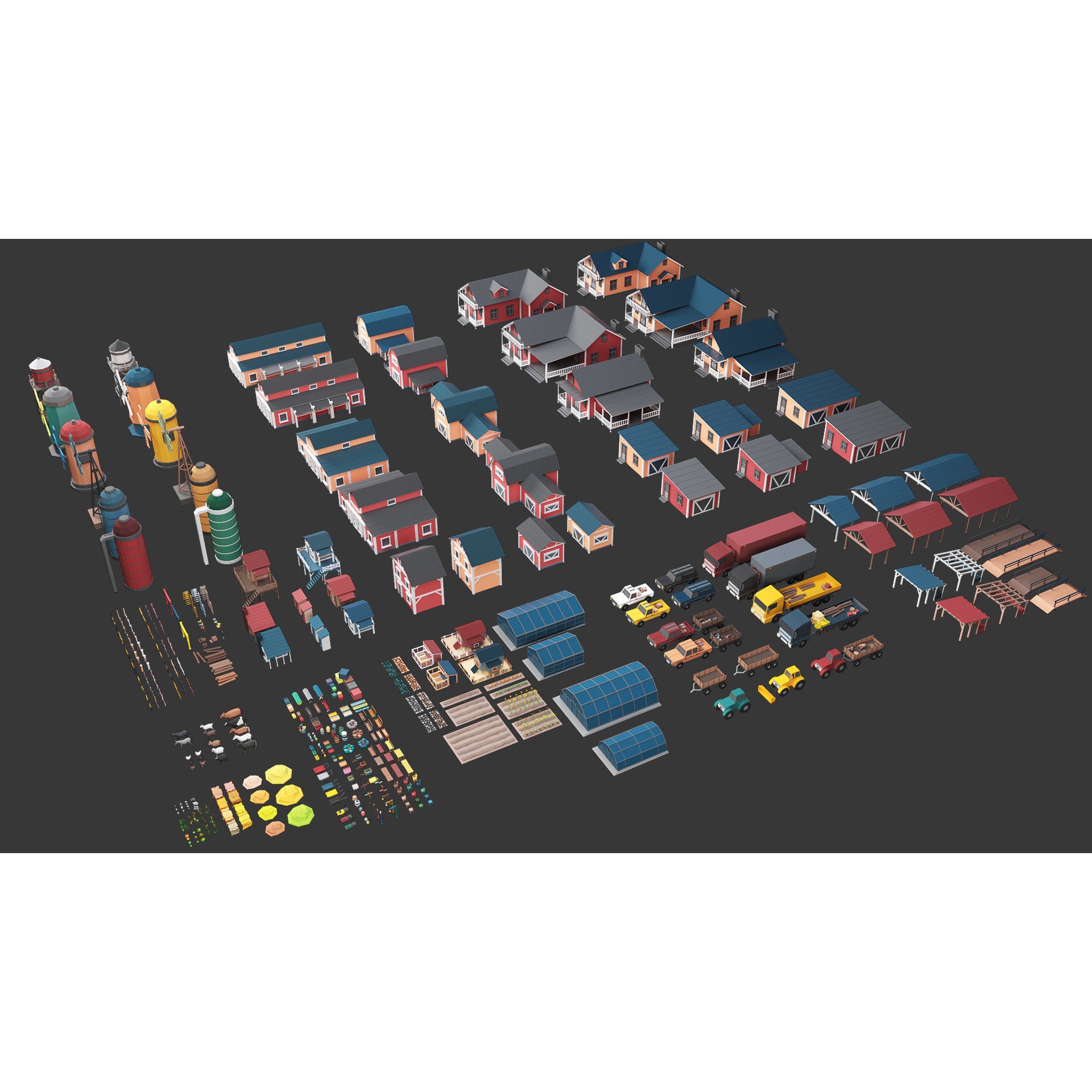 Low Poly Farm - 160 Models Mega Pack Free low-poly 3D model 2