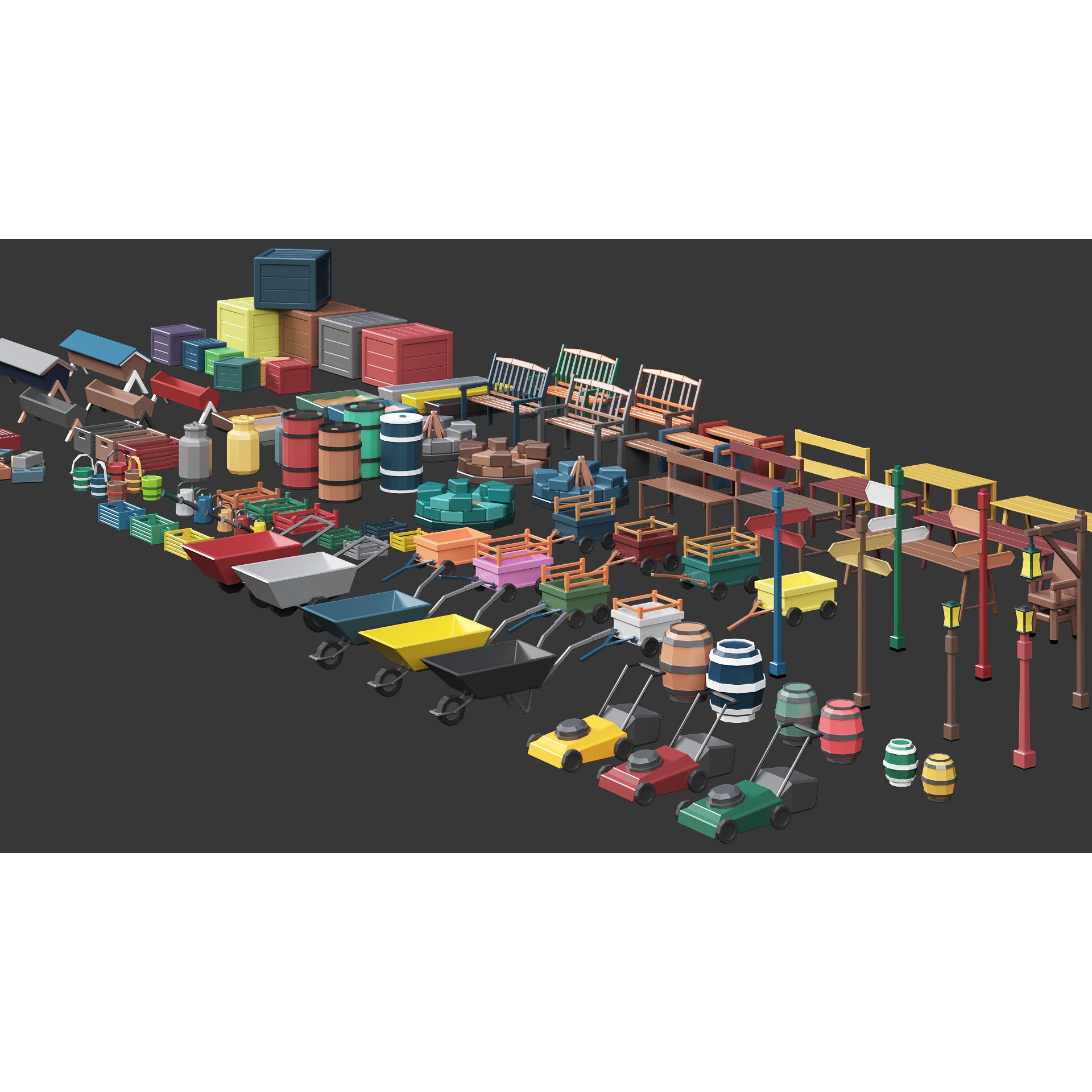 Low Poly Farm - 160 Models Mega Pack Free low-poly 3D model 3