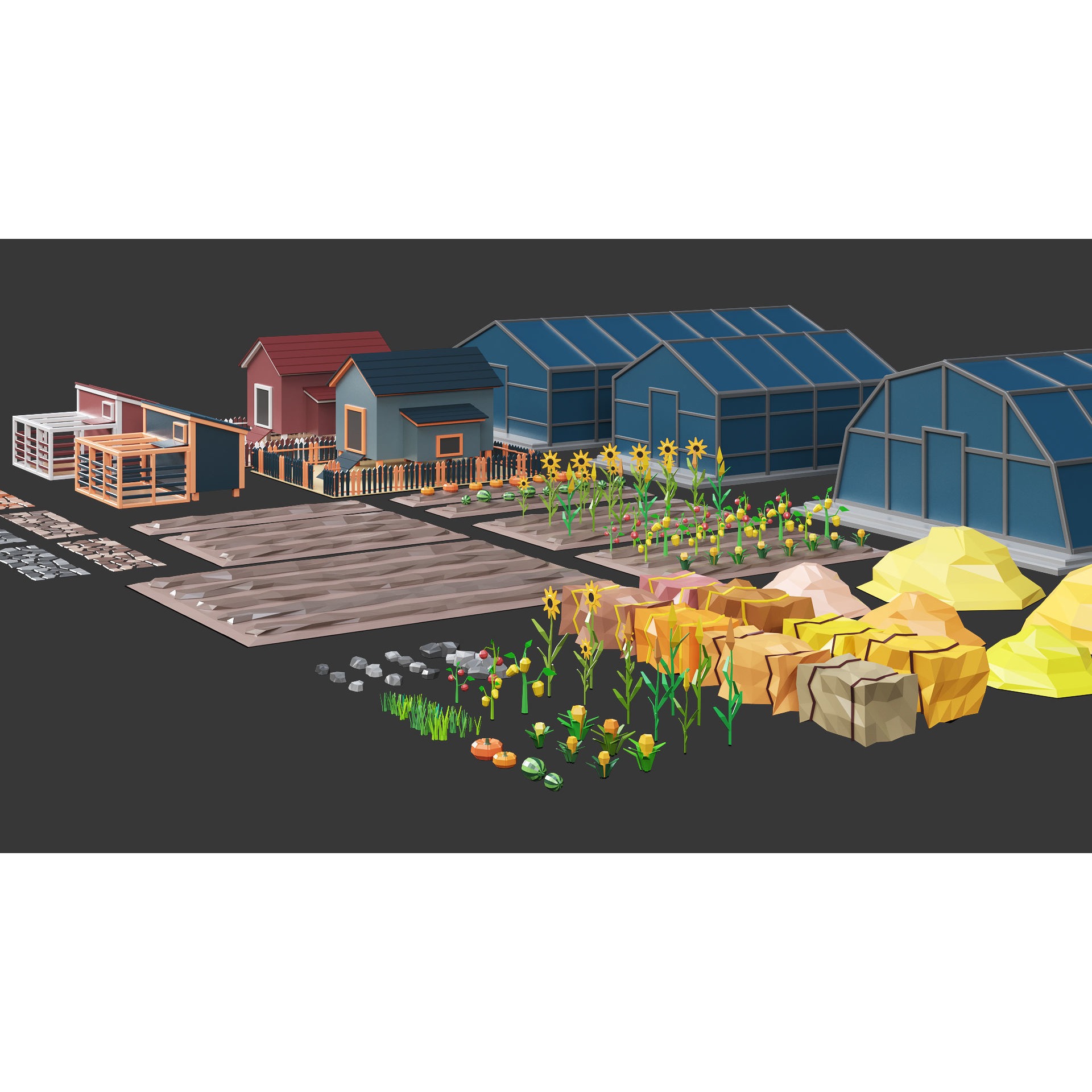 Low Poly Farm - 160 Models Mega Pack Free low-poly 3D model 10