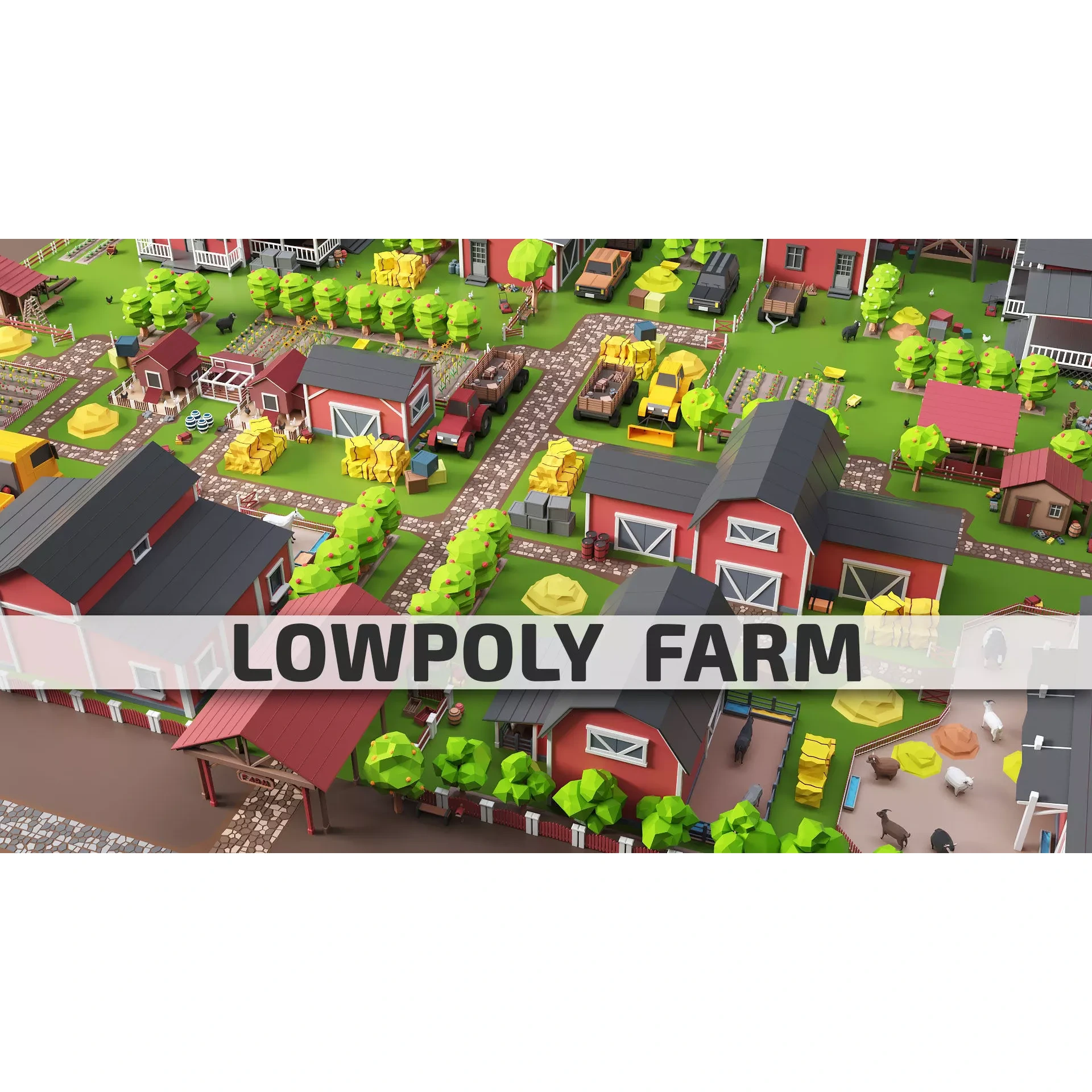 Low Poly Farm Pack - Ready Farm Collection lowpoly Free low-poly 3D model