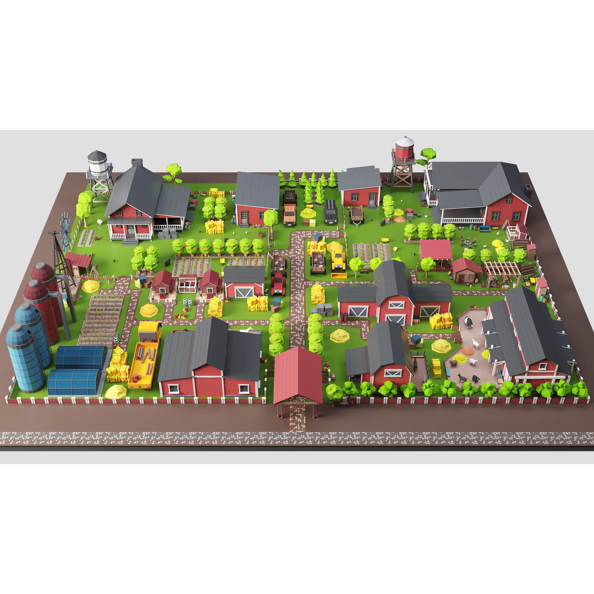 Low Poly Farm Pack - Ready Farm Collection lowpoly Free low-poly 3D model 2