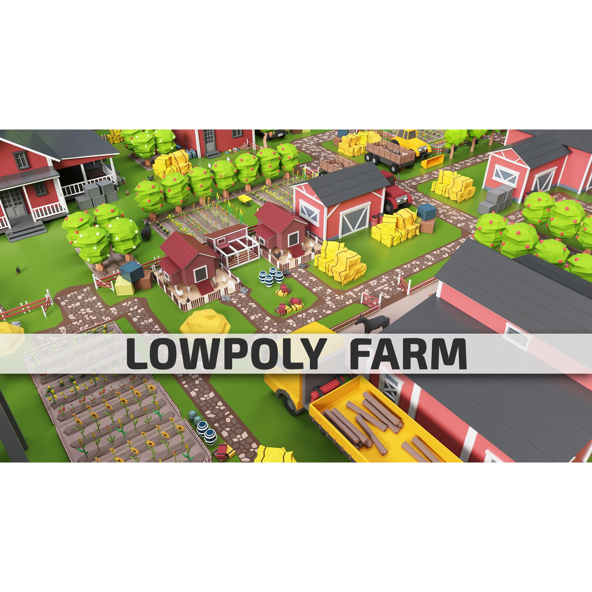 Low Poly Farm Pack - Ready Farm Collection lowpoly Free low-poly 3D model 3