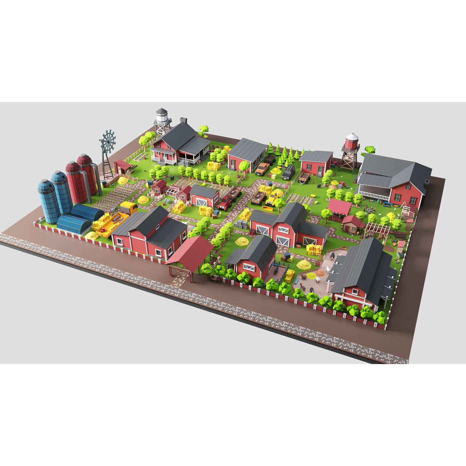 Low Poly Farm Pack - Ready Farm Collection lowpoly Free low-poly 3D model 5