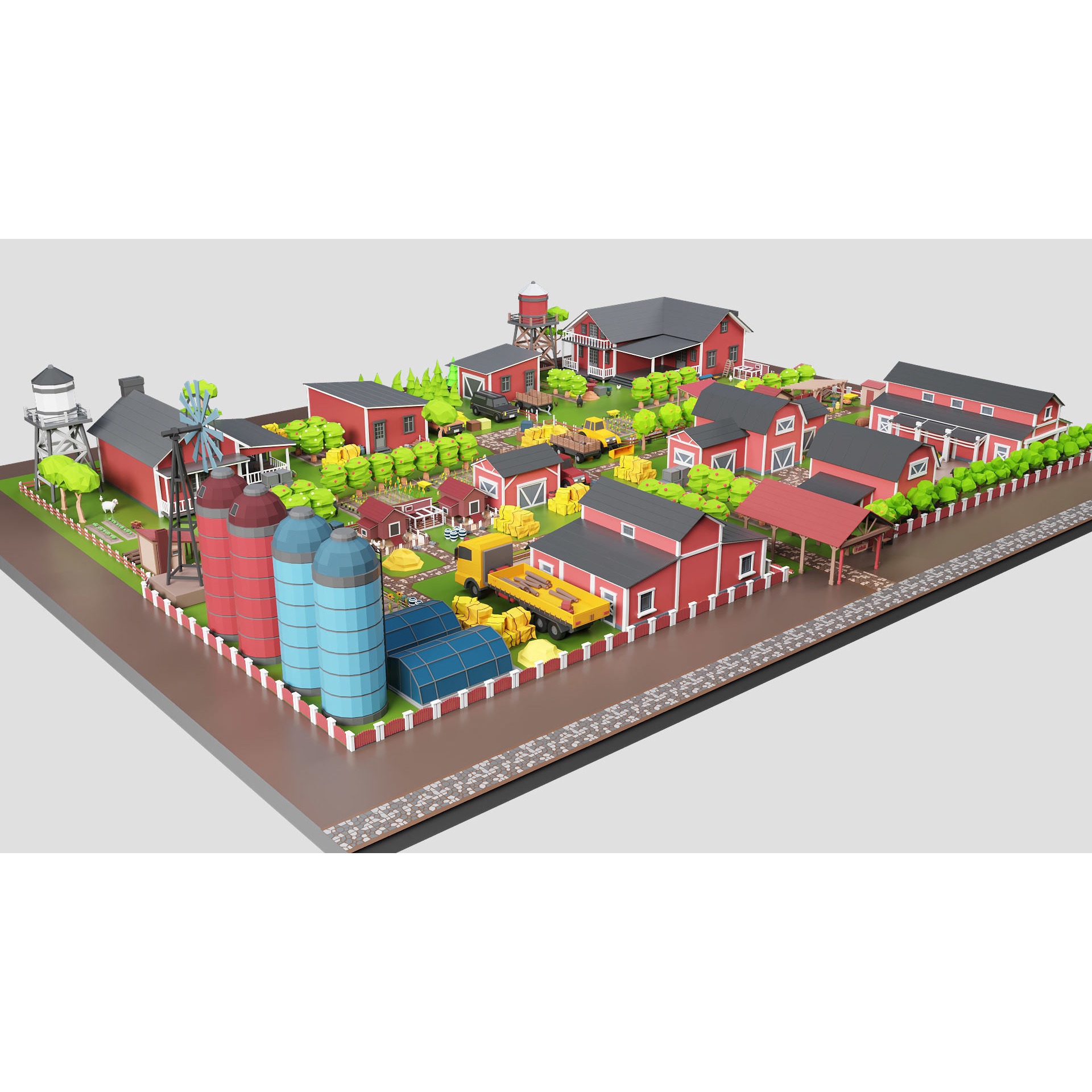 Low Poly Farm Pack - Ready Farm Collection lowpoly Free low-poly 3D model 6
