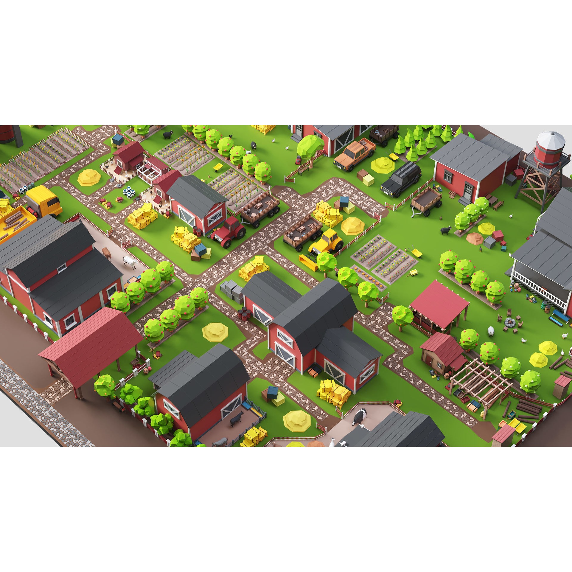 Low Poly Farm Pack - Ready Farm Collection lowpoly Free low-poly 3D model 7