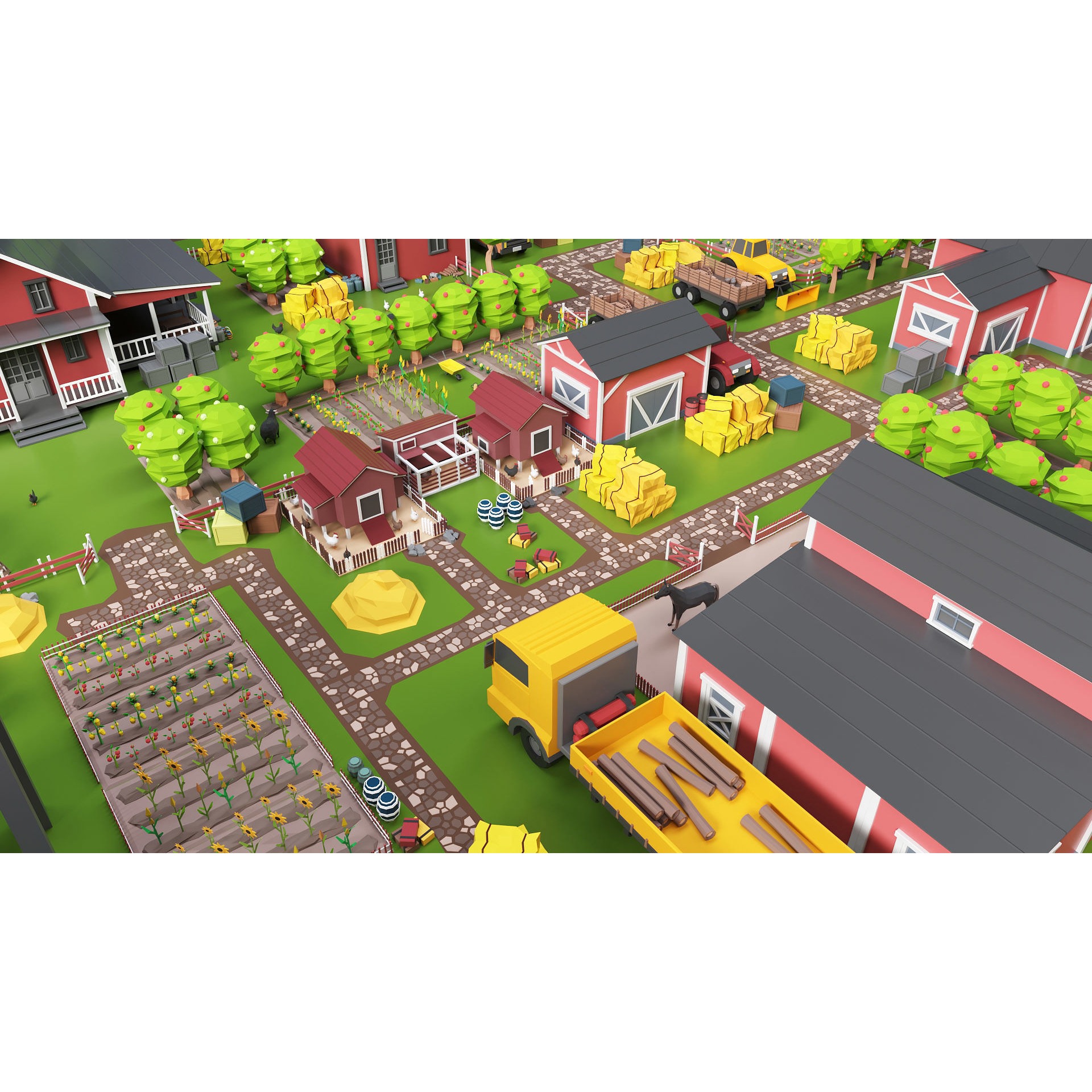 Low Poly Farm Pack - Ready Farm Collection lowpoly Free low-poly 3D model 8