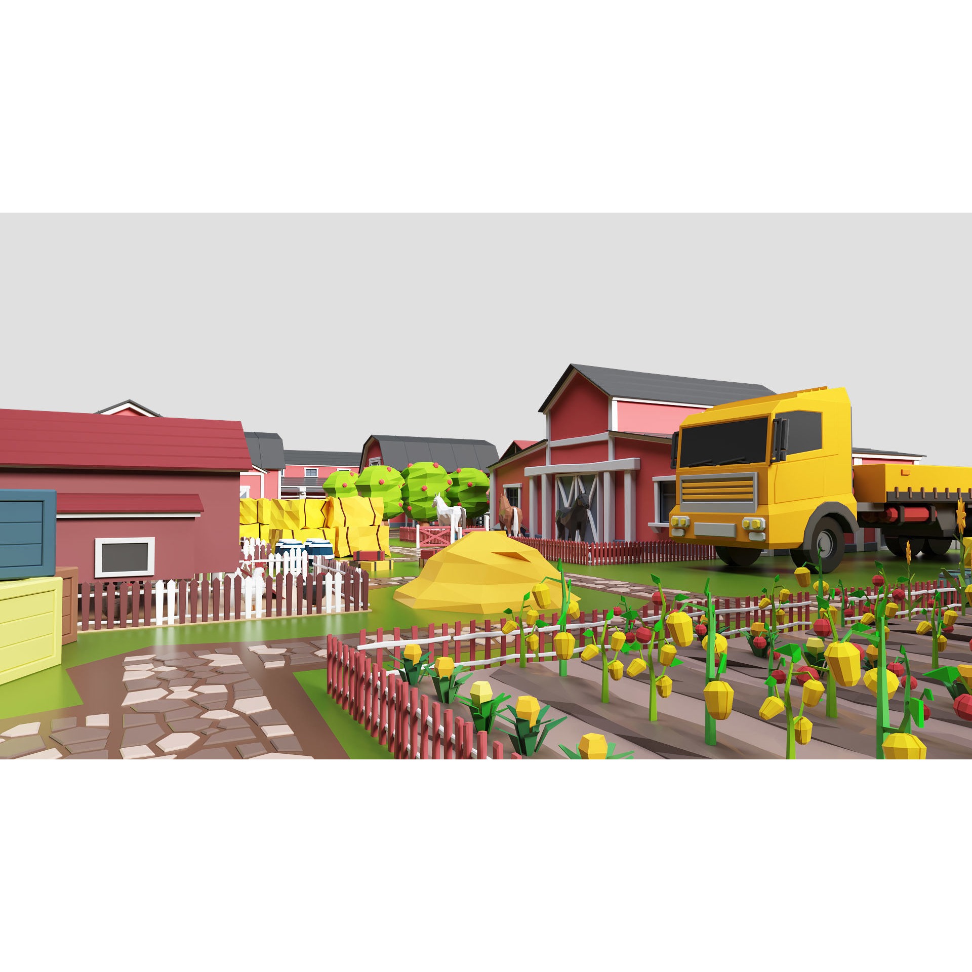 Low Poly Farm Pack - Ready Farm Collection lowpoly Free low-poly 3D model 10