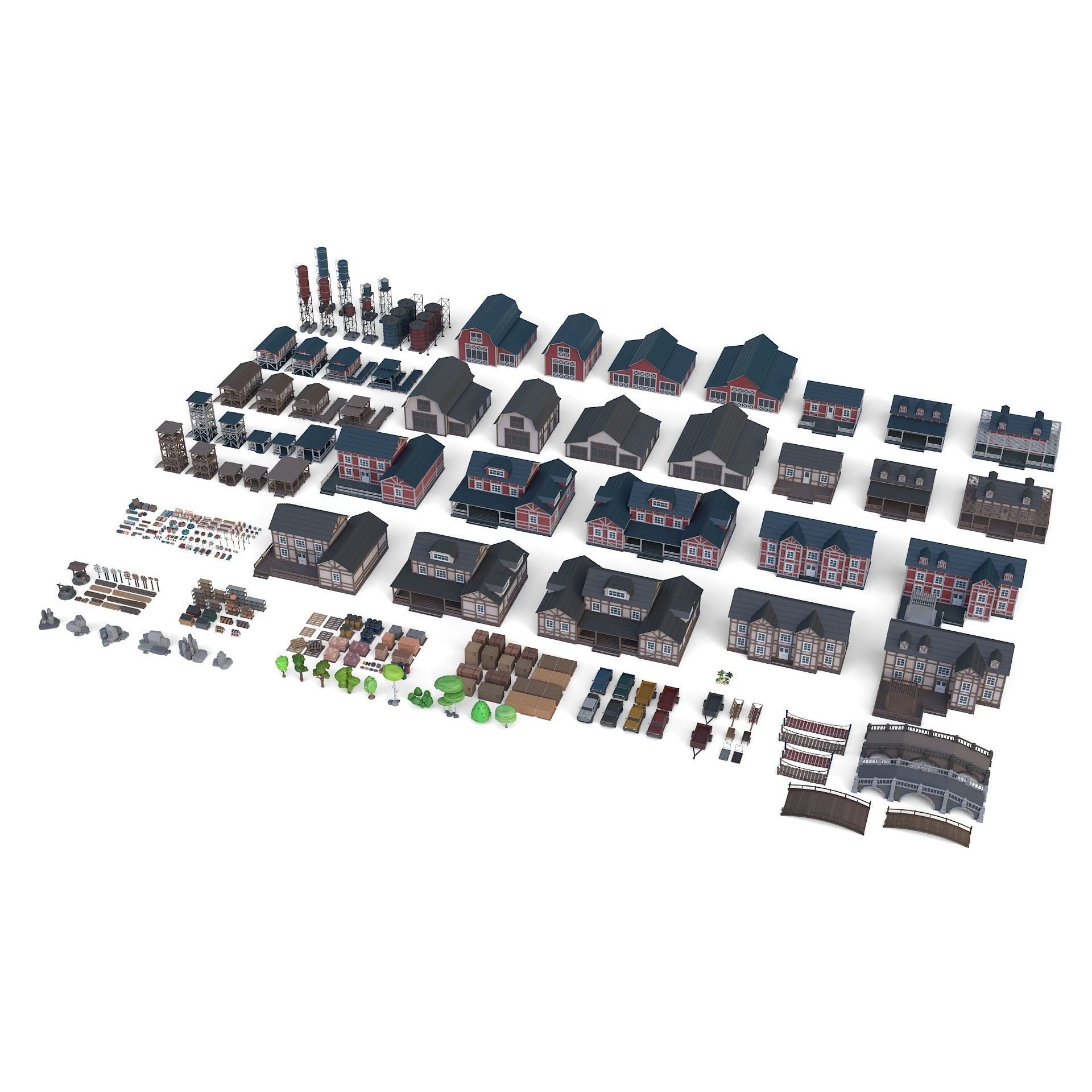 Low Poly Farm Set - 330 Models Mega Pack 02 Collection Free low-poly 3D model 2