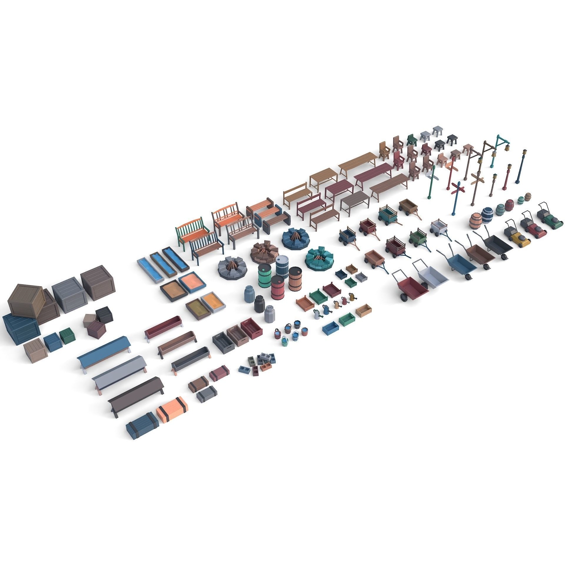Low Poly Farm Set - 330 Models Mega Pack 02 Collection Free low-poly 3D model 3