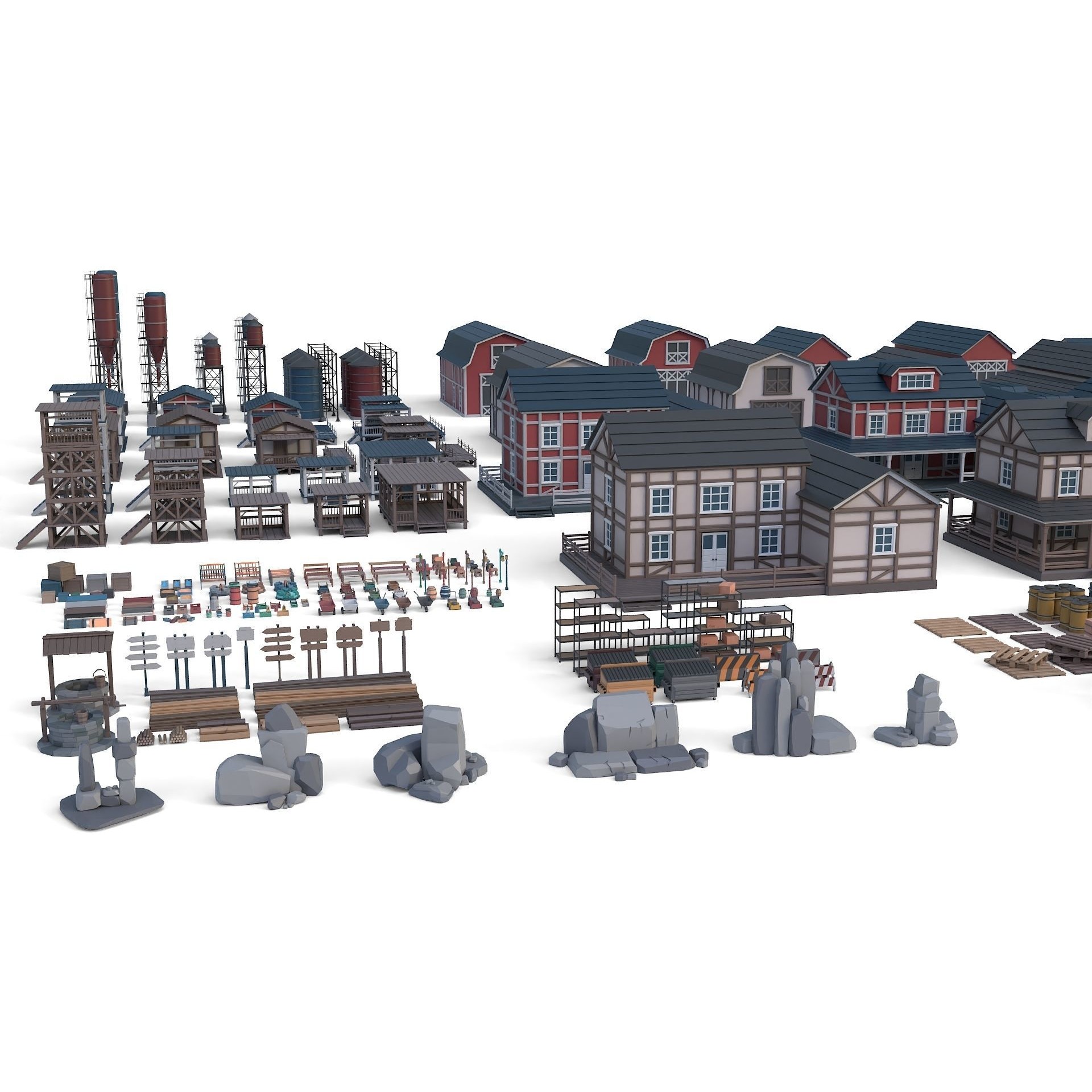 Low Poly Farm Set - 330 Models Mega Pack 02 Collection Free low-poly 3D model 4