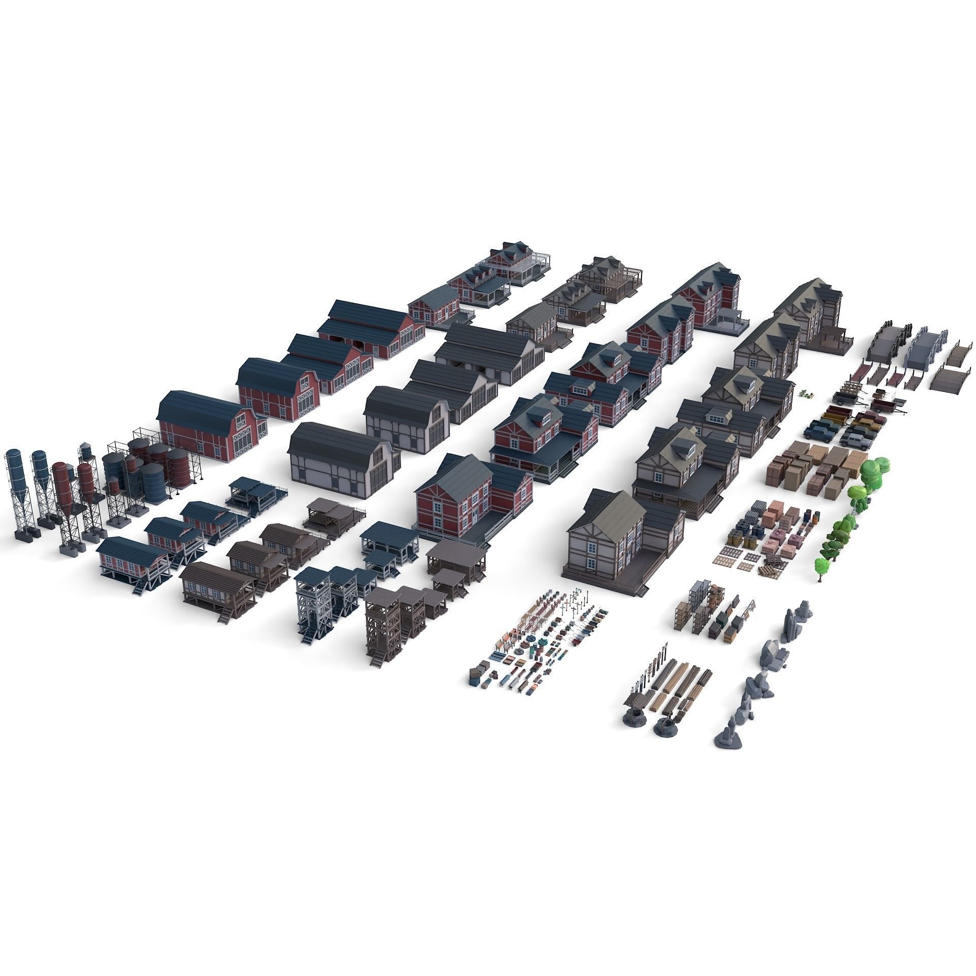 Low Poly Farm Set - 330 Models Mega Pack 02 Collection Free low-poly 3D model 6