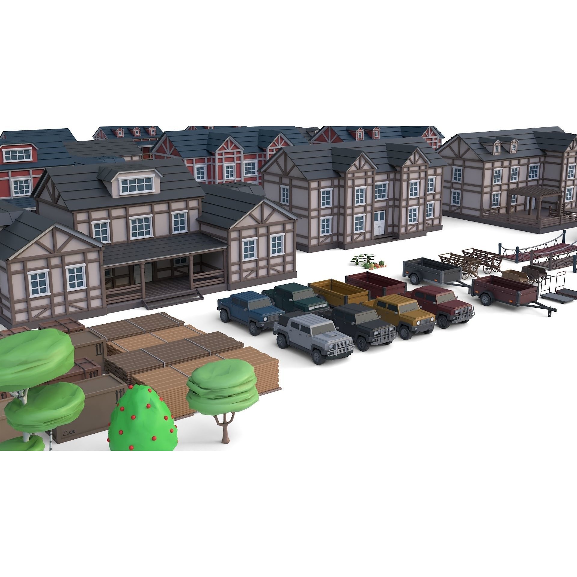 Low Poly Farm Set - 330 Models Mega Pack 02 Collection Free low-poly 3D model 8