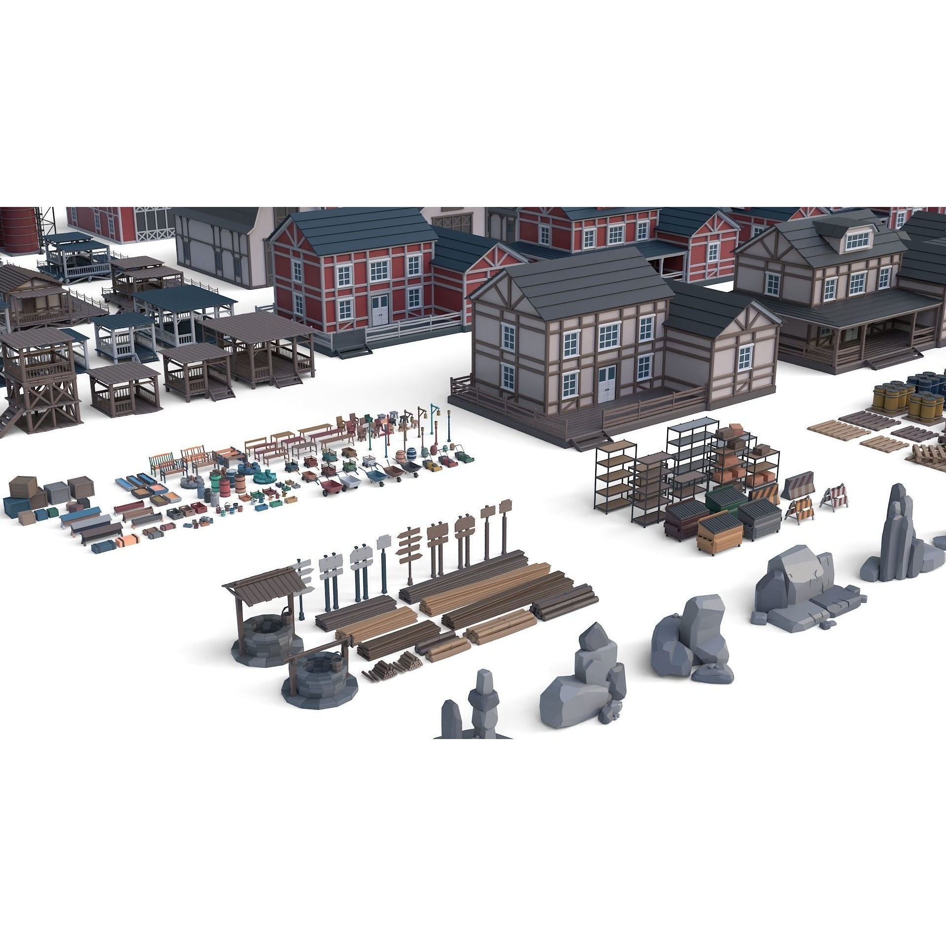 Low Poly Farm Set - 330 Models Mega Pack 02 Collection Free low-poly 3D model 10