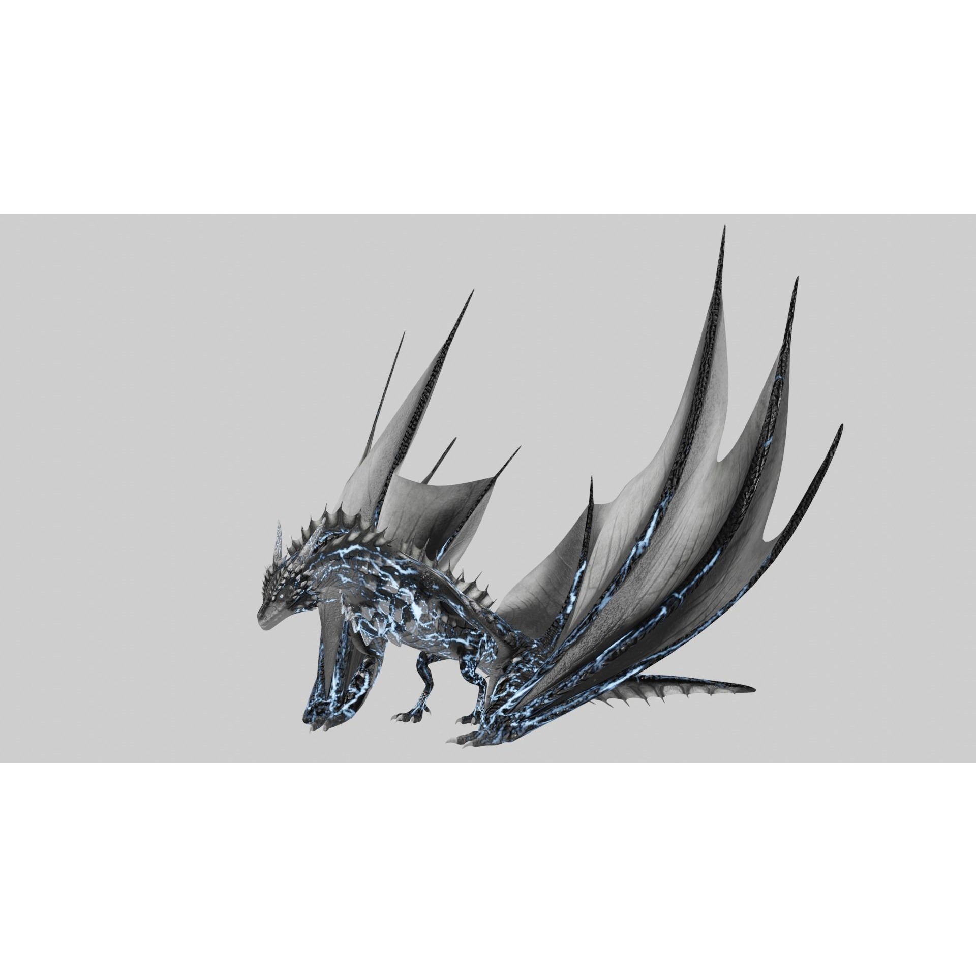 Low Poly Wyvern Dragon Animated Model Low-poly 3D model 3