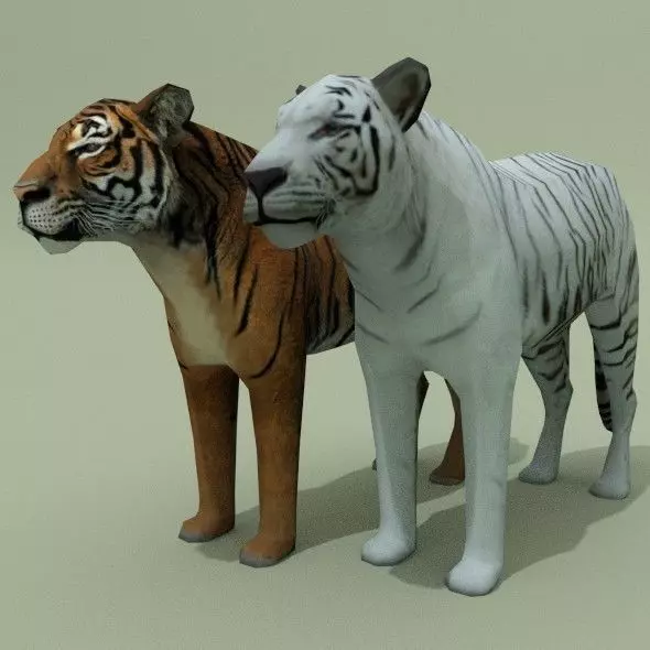 LowPoly Tigers two Free low-poly 3D model