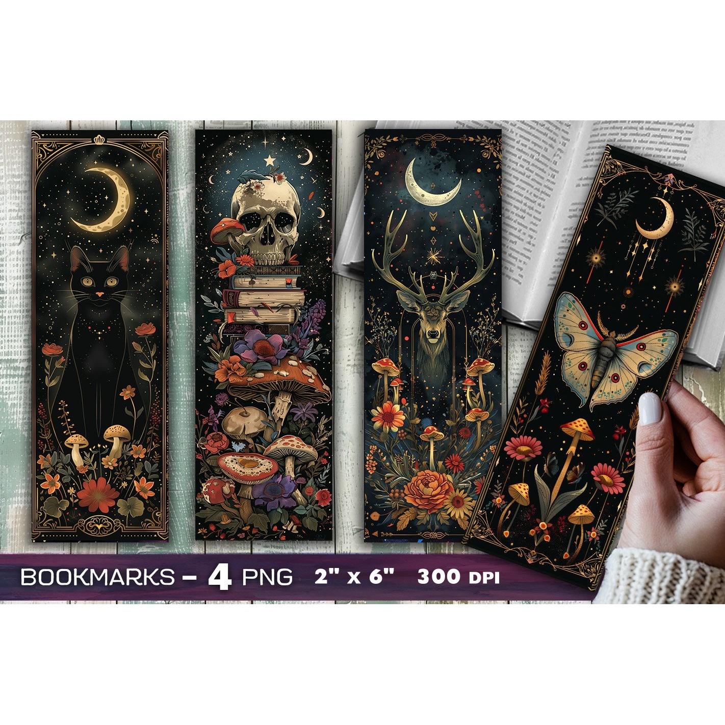 Magic animals bookmark, Mystic fantasy bookmark