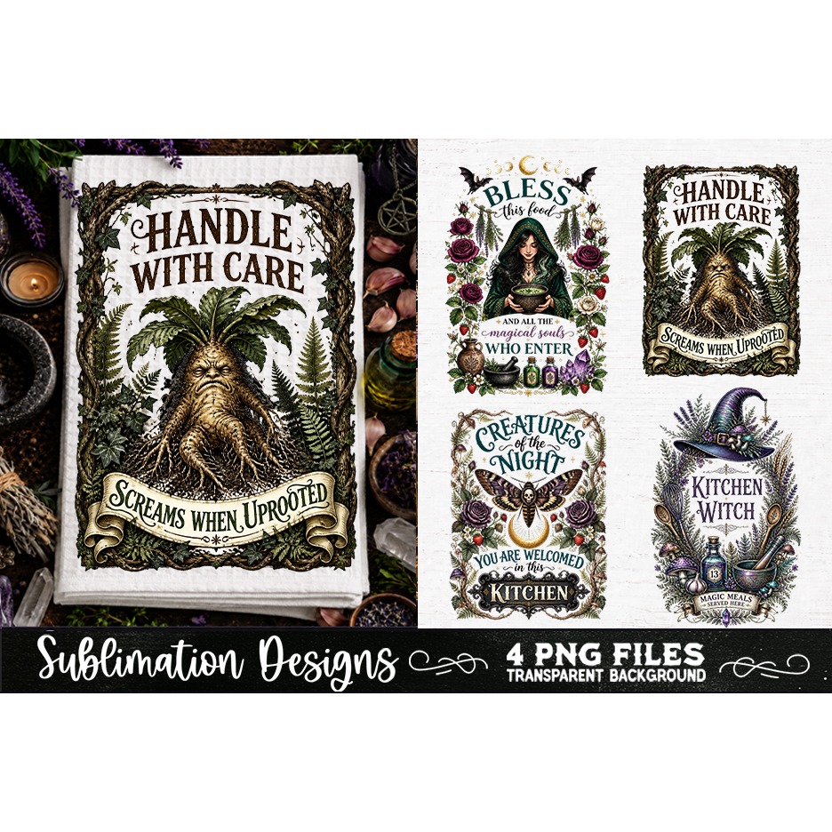 Magic Witchy Kitchen Towels PNG Sublimation Designs 4 Files (15)