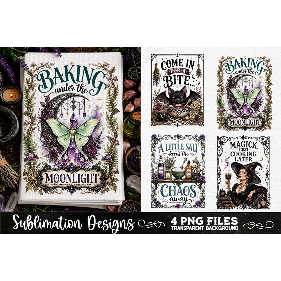 Magic Witchy Kitchen Towels PNG Sublimation Designs 4 Files (25)