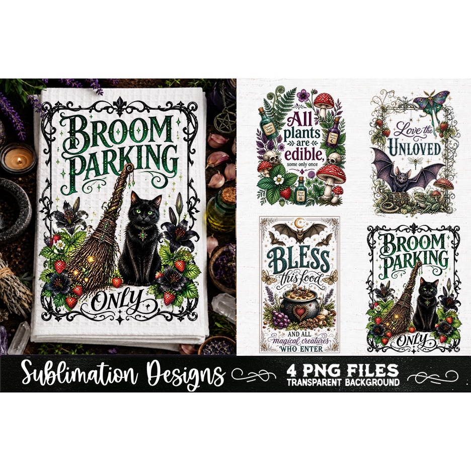 Magic Witchy Kitchen Towels PNG Sublimation Designs 4 Files (12) 2
