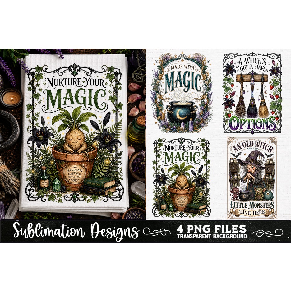 Magic Witchy Kitchen Towels PNG Sublimation Designs 4 Files (18) 2