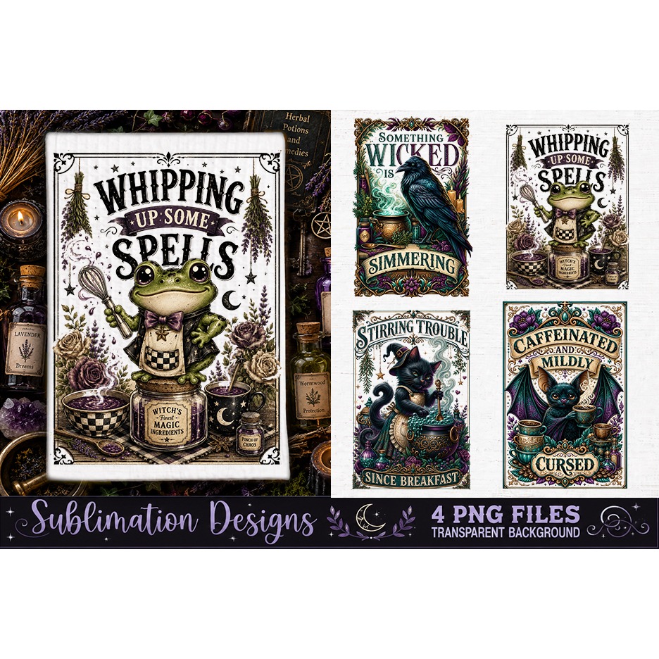 Magic Witchy Kitchen Towels PNG Sublimation Designs 4 Files (27) 2
