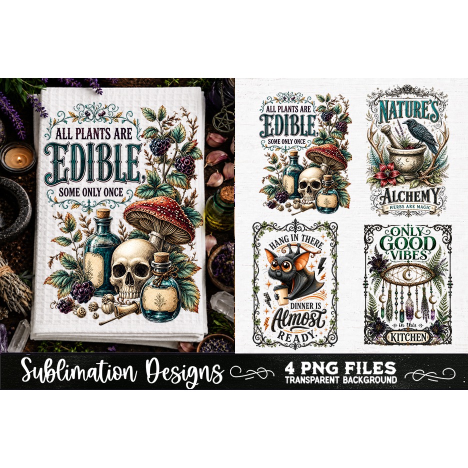Magic Witchy Kitchen Towels PNG Sublimation Designs 4 Files (11) 3