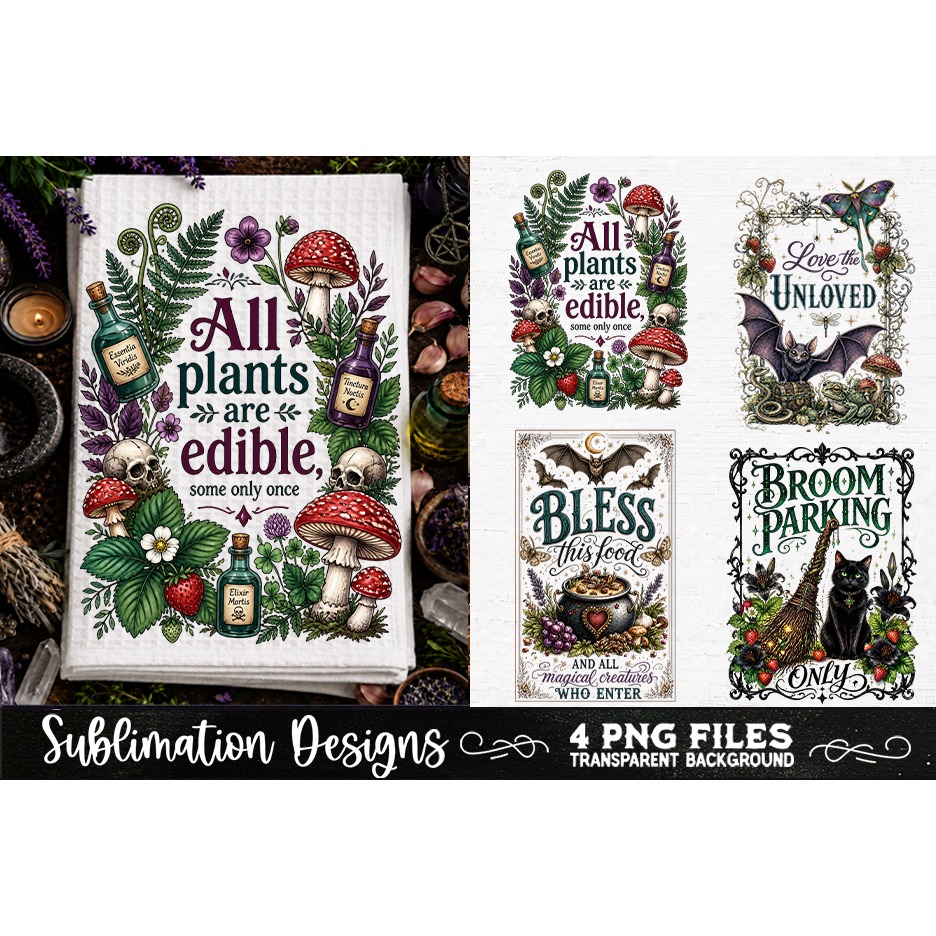 Magic Witchy Kitchen Towels PNG Sublimation Designs 4 Files (12) 3