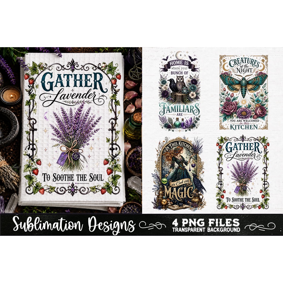 Magic Witchy Kitchen Towels PNG Sublimation Designs 4 Files (16) 3