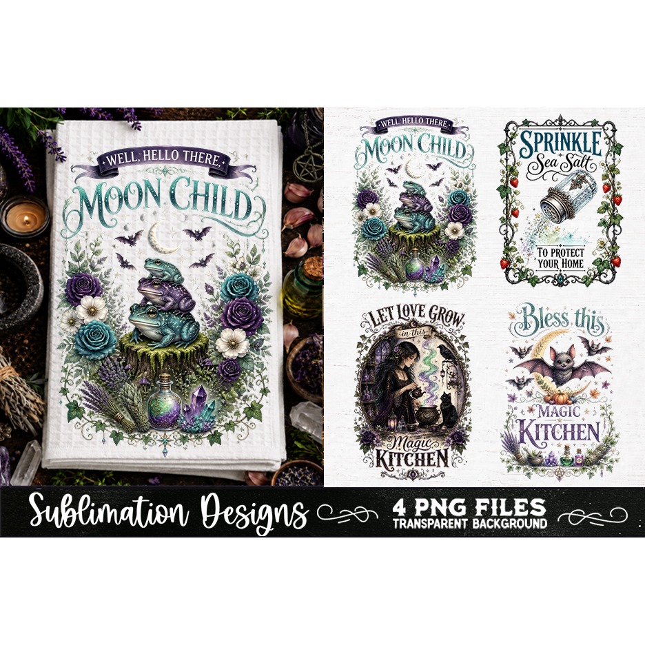 Magic Witchy Kitchen Towels PNG Sublimation Designs 4 Files (17) 3
