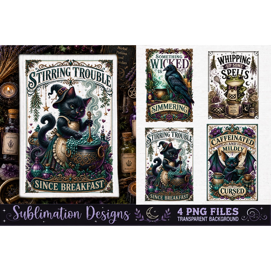 Magic Witchy Kitchen Towels PNG Sublimation Designs 4 Files (27) 3