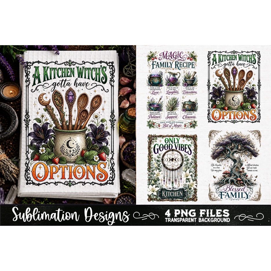 Magic Witchy Kitchen Towels PNG Sublimation Designs 4 Files (10) 4