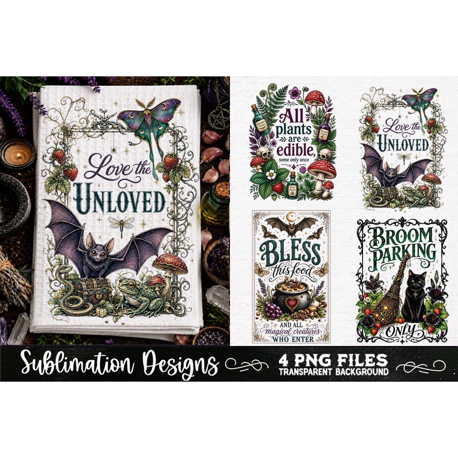 Magic Witchy Kitchen Towels PNG Sublimation Designs 4 Files (12) 4