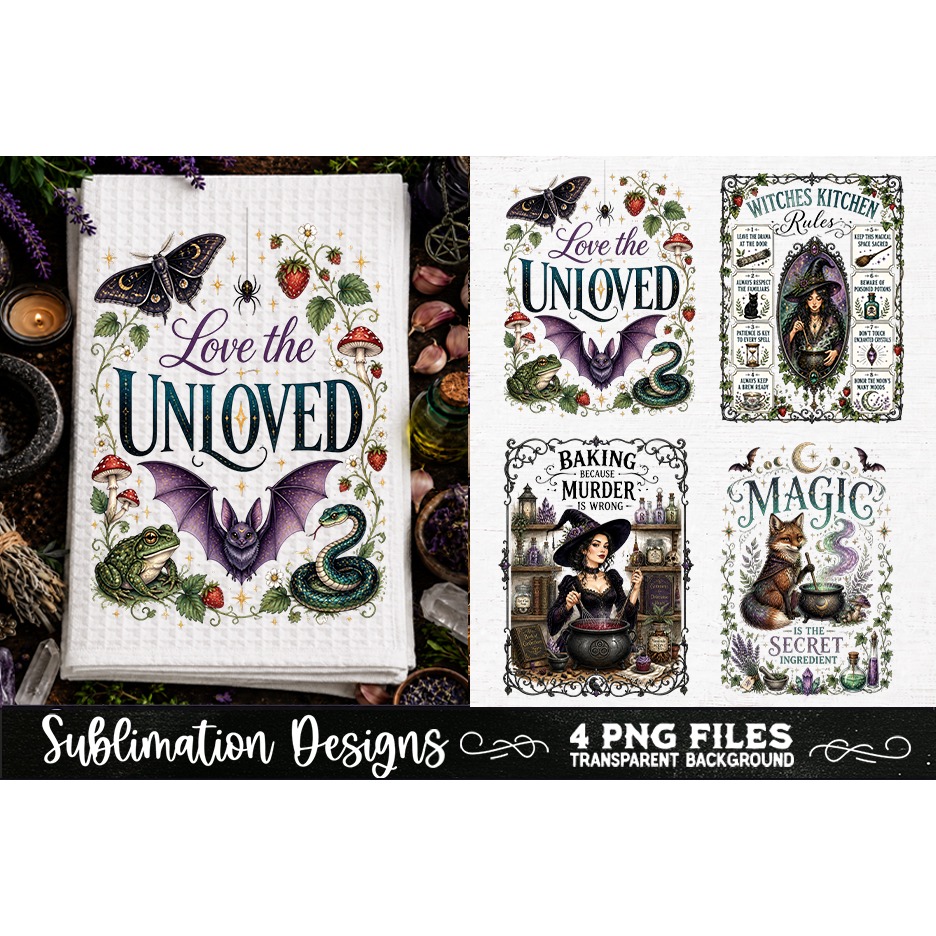 Magic Witchy Kitchen Towels PNG Sublimation Designs 4 Files (19) 4