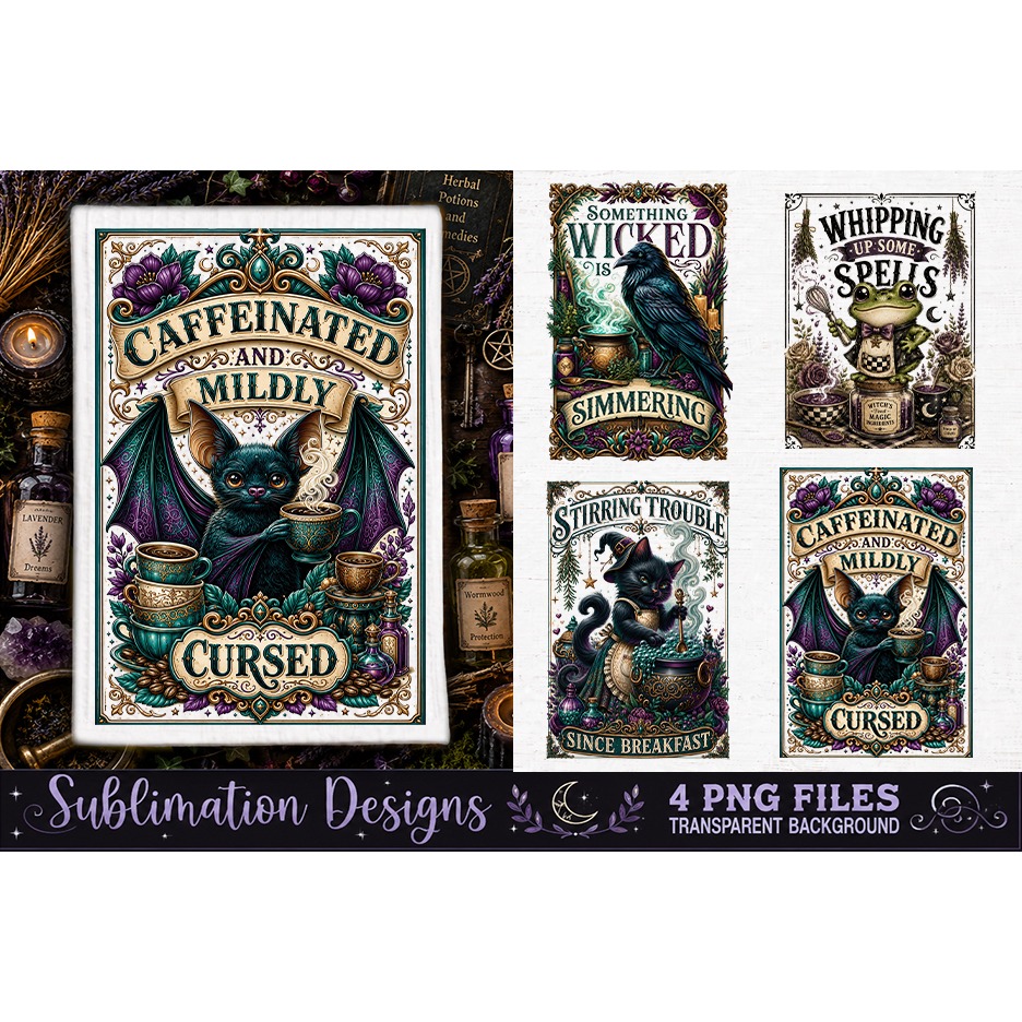 Magic Witchy Kitchen Towels PNG Sublimation Designs 4 Files (27) 4