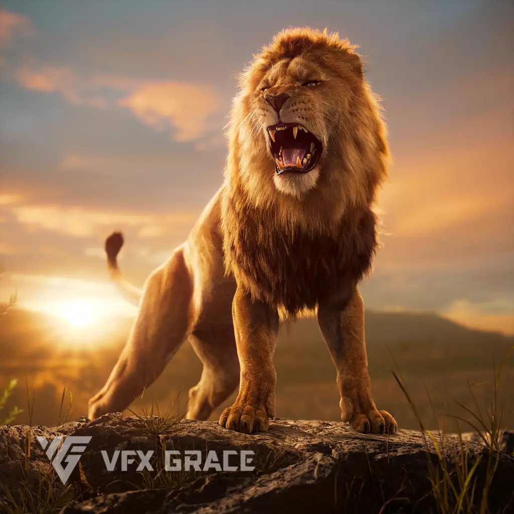 Male Lion Animated VFX Grace 3D model