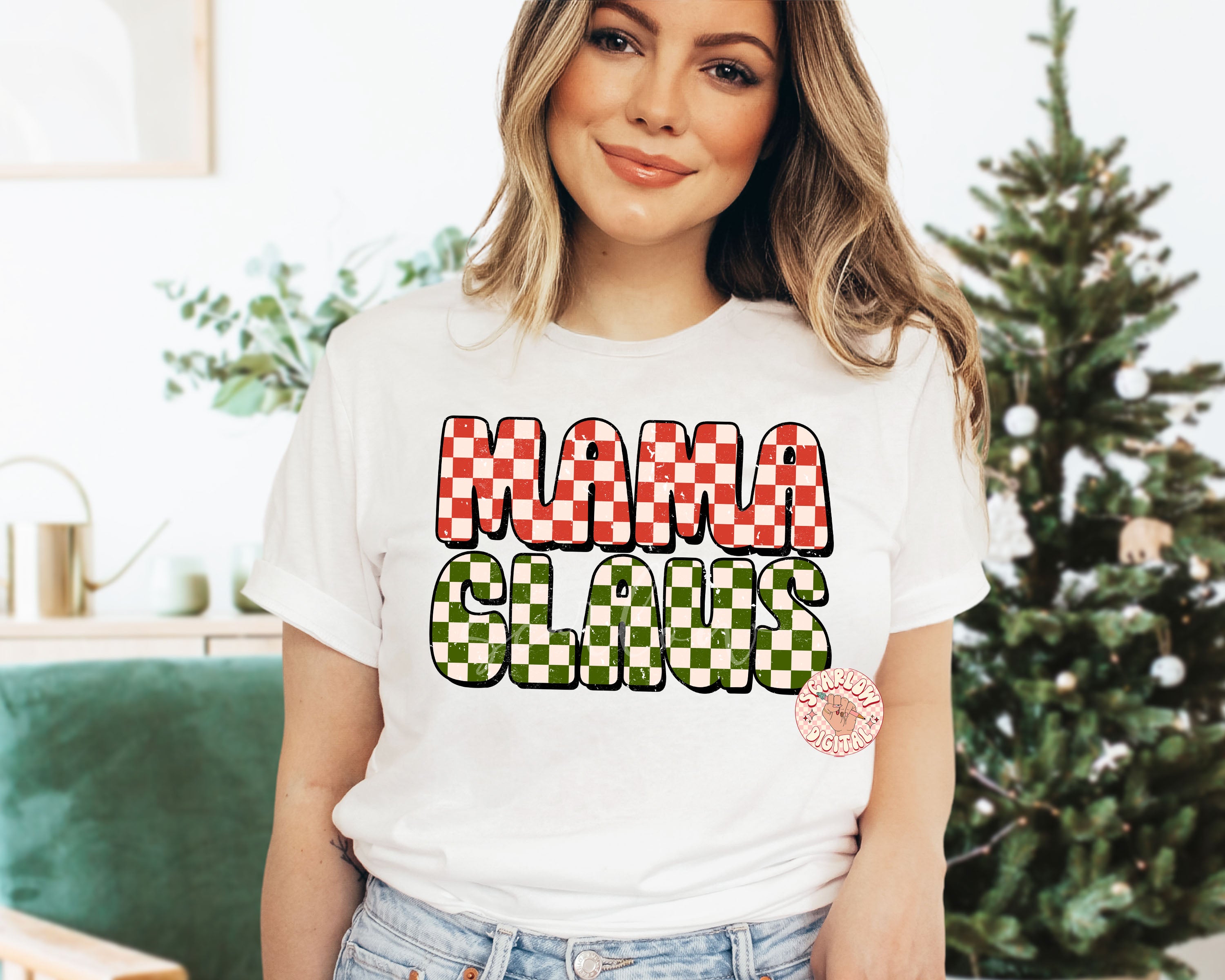 Mama Claus PNG-Christmas Sublimation Digital Design Download-checkered png, christmas mama png, png for moms, mama png designs, xmas png 2