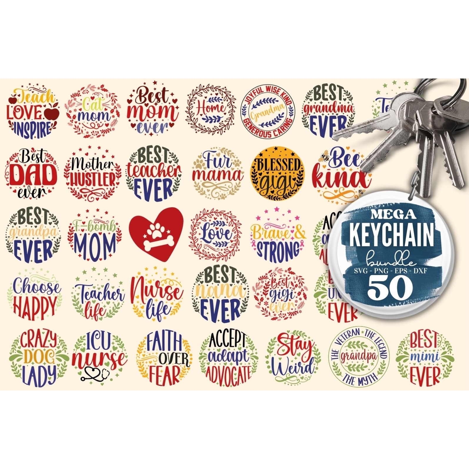Mega Keychain SVG Bundle