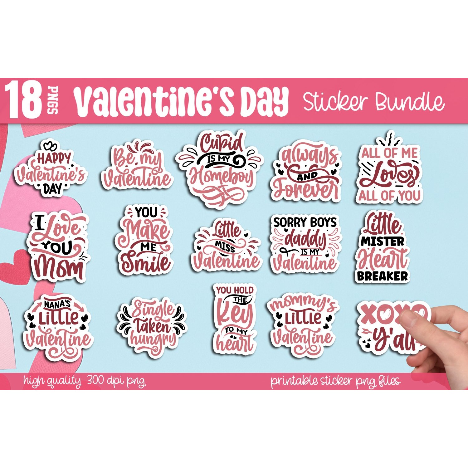 Mega Valentine's day stickers Bundle, Valentine's stickers 2