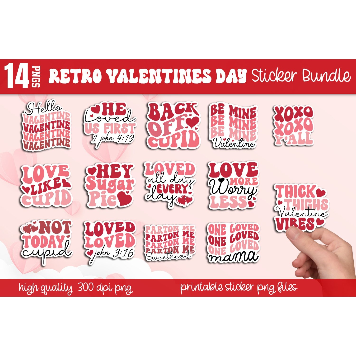 Mega Valentine's day stickers Bundle, Valentine's stickers 13