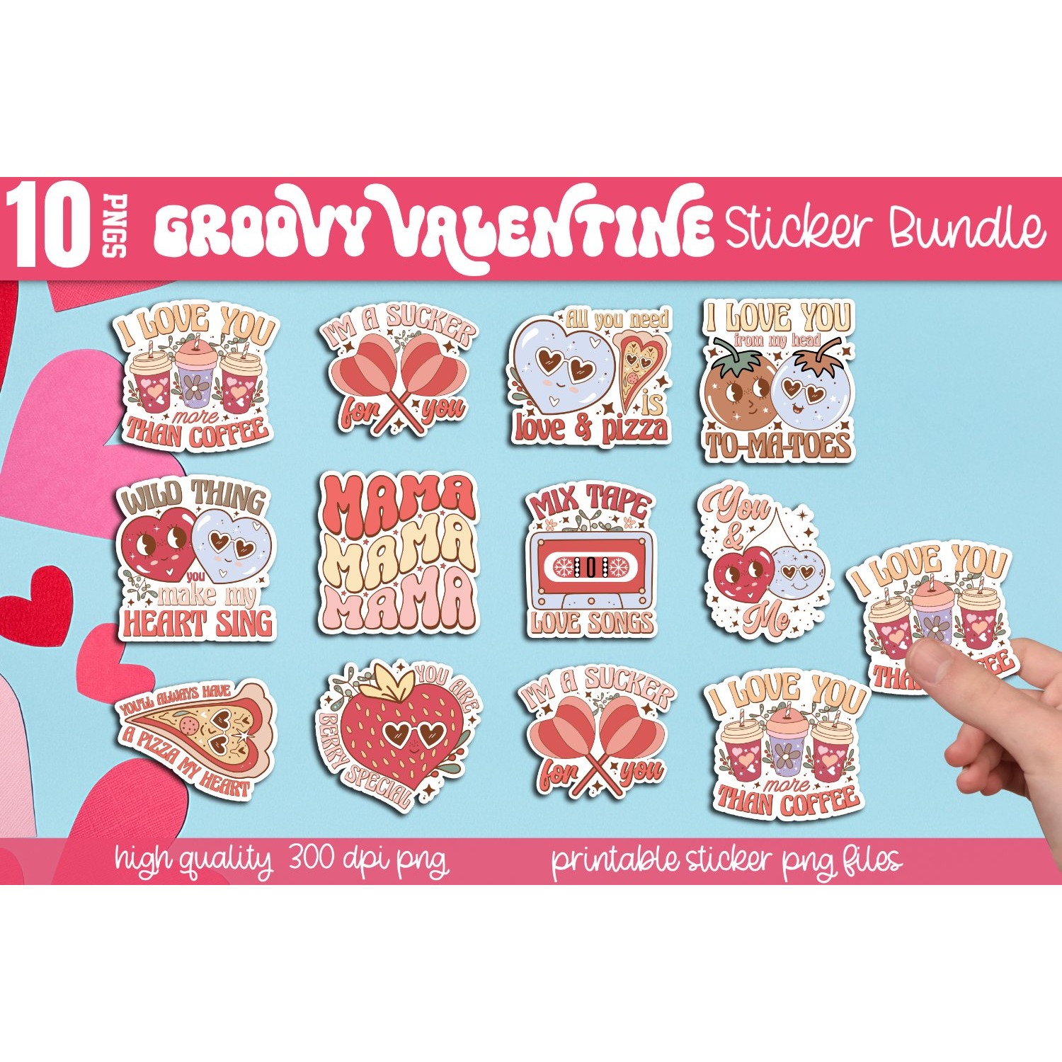 Mega Valentine's day stickers Bundle, Valentine's stickers 14