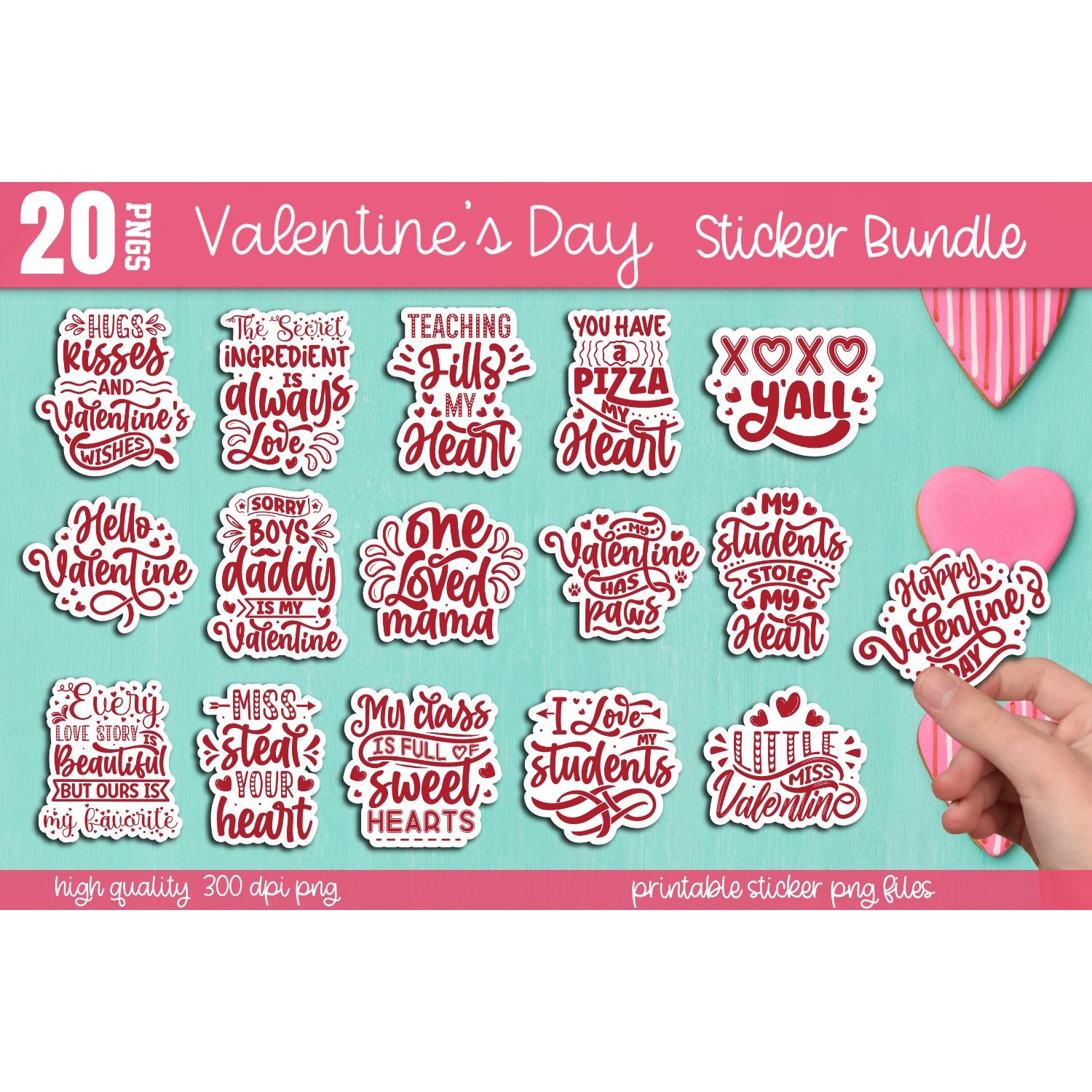 Mega Valentine's day stickers Bundle, Valentine's stickers 3