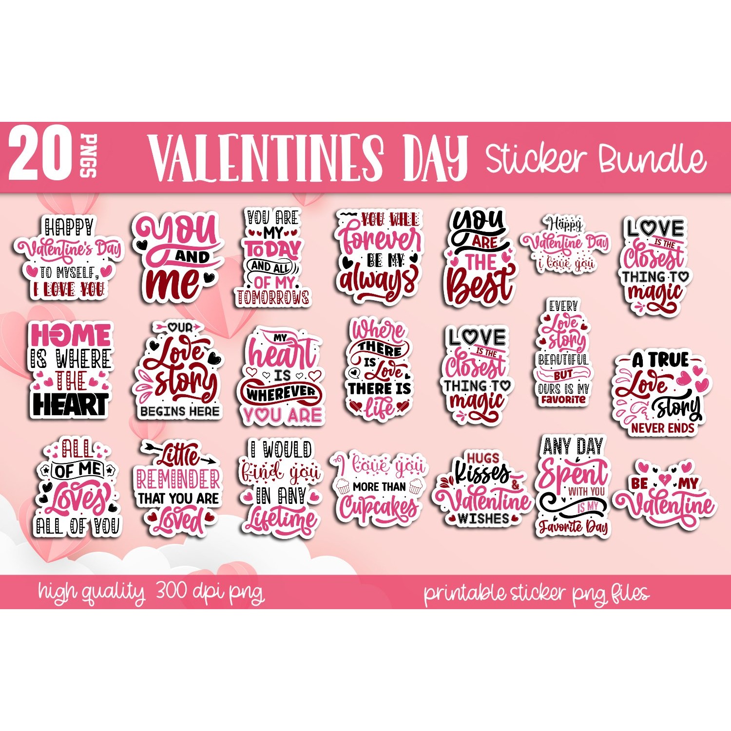 Mega Valentine's day stickers Bundle, Valentine's stickers 4