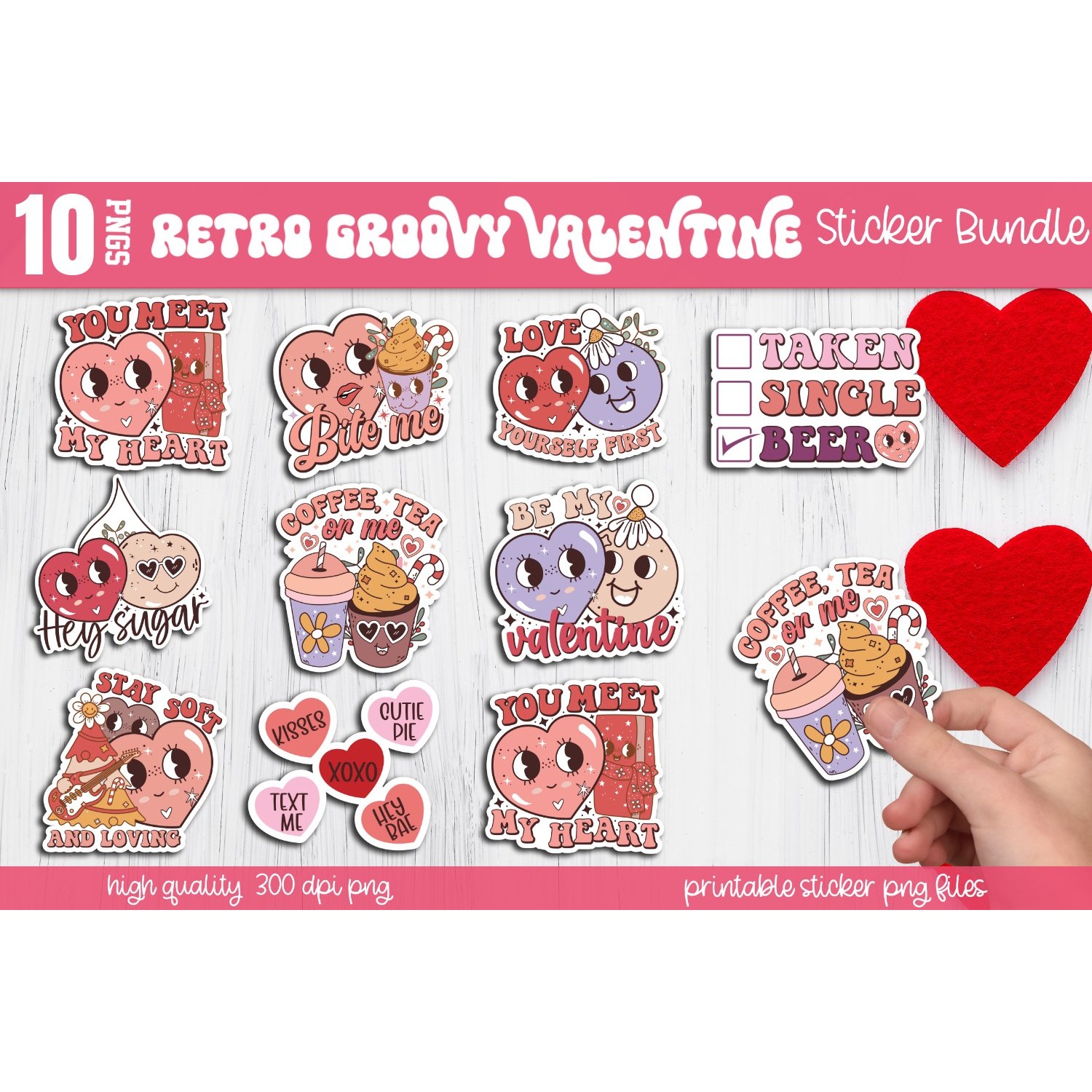 Mega Valentine's day stickers Bundle, Valentine's stickers 10