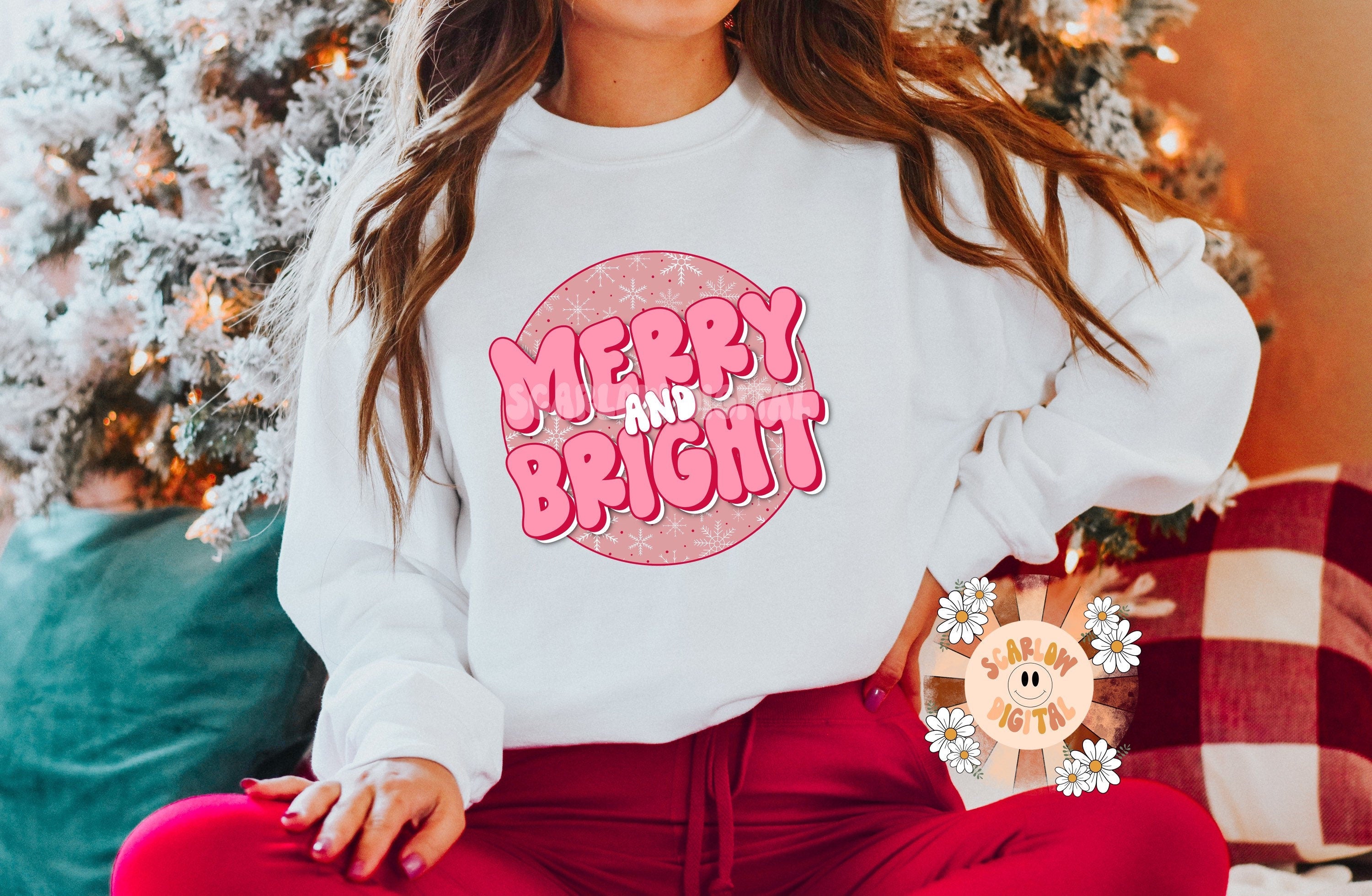 Merry and Bright PNG-Christmas Sublimation Design Download- santa claus png, christmas season png, candy cane png, christmas spirit png 4
