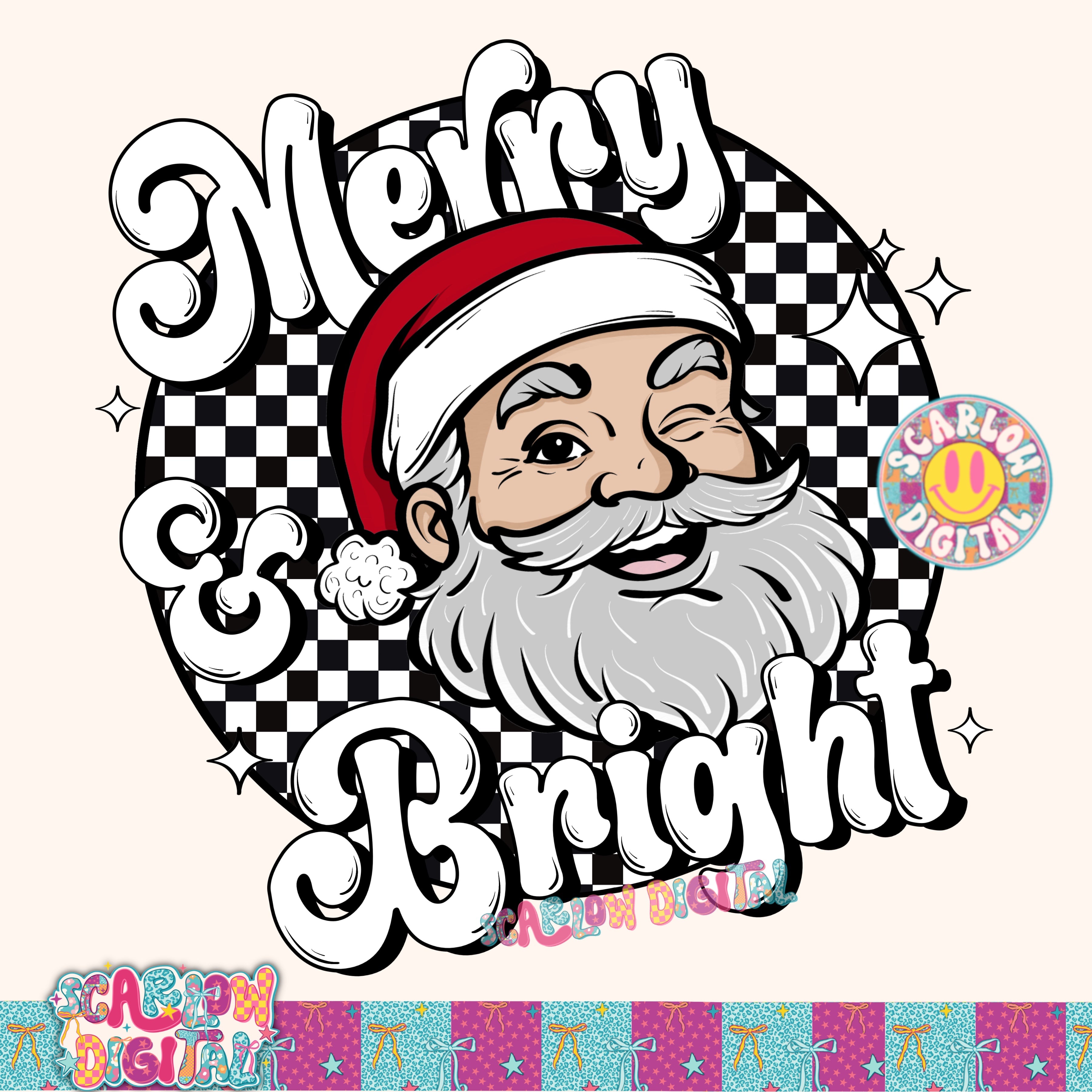 Merry and Bright PNG Digital Design